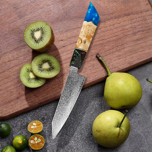 Damascus Steel Home Kitchen Chef Knife Resin Shadow Wood Handle