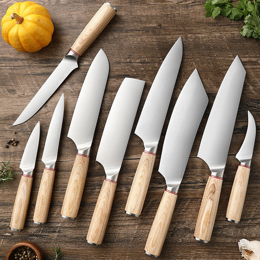 Stainless Steel Chef Sande Cutting Meat Fruit Series 9-piece Kitchen Knife Set