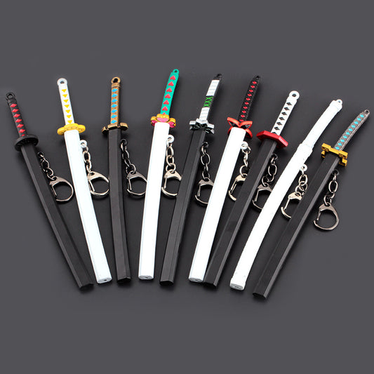 Japanese Wheel Knife With Sheath Sword Weapon Model Metal Keychains